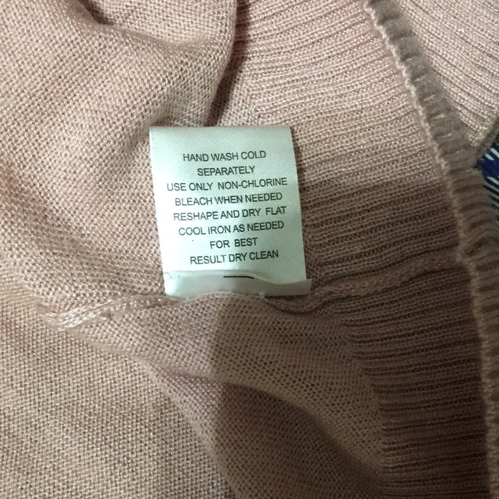 Pink Rose Long Sleeves Strip Knit Pink Cream Longline Pullover Sweater Size L - Picture 10 of 13